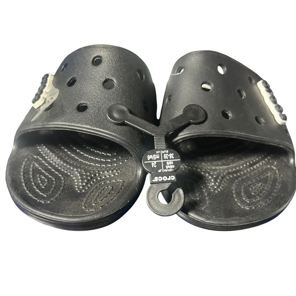 NWT Crocs Classic Slide Black Sandals Mens 6 Womens 8 206121-001 Summer Beach